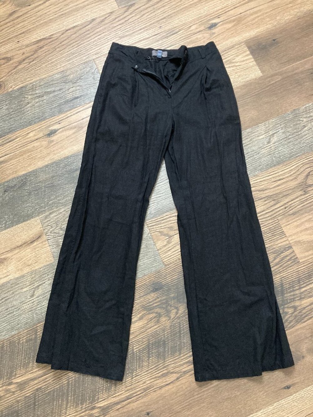Anthropologie Women's Black Linen Blend Wide Leg Pants Size S US 6 L31 Casual